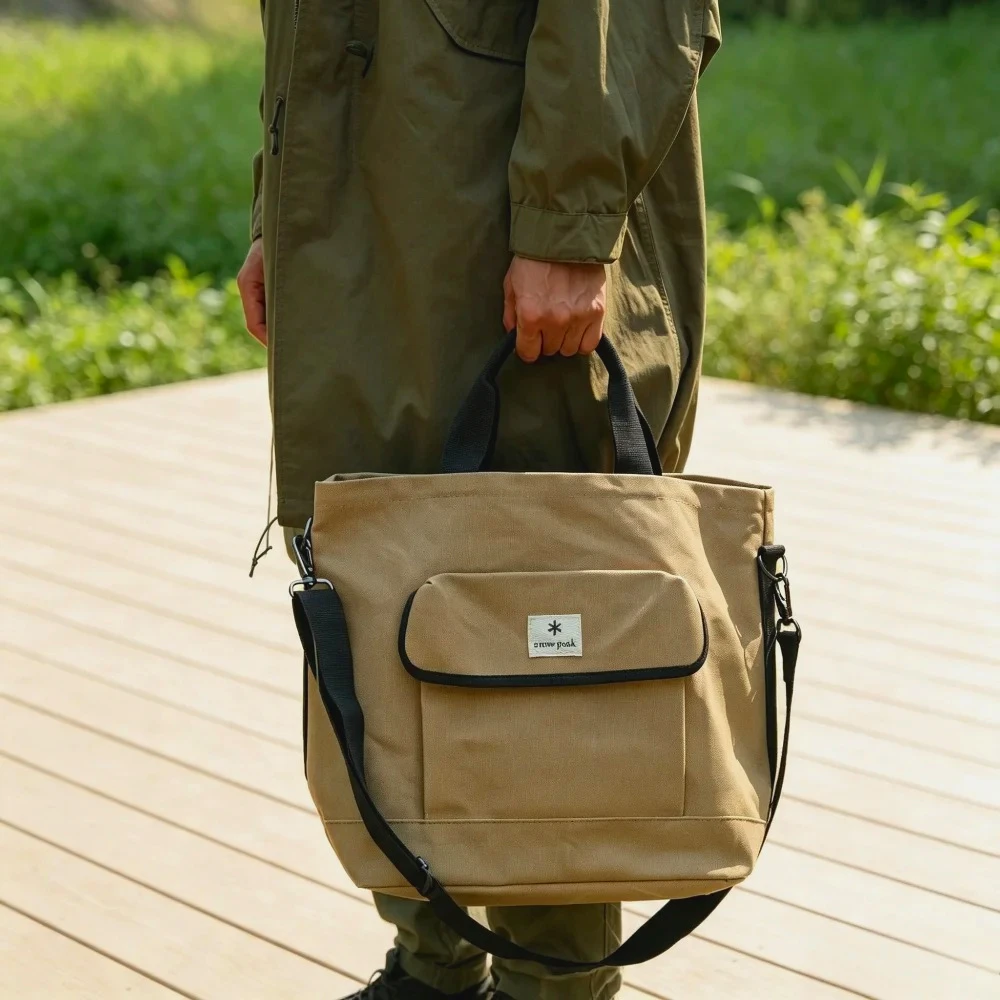 Snow Peak Outdoor Herren Camping-Aufbewahrungstasche Canvas-Handtasche Umhängetasche Robuster Alltags-Reise-Organizer für tragbare Ausrüstung