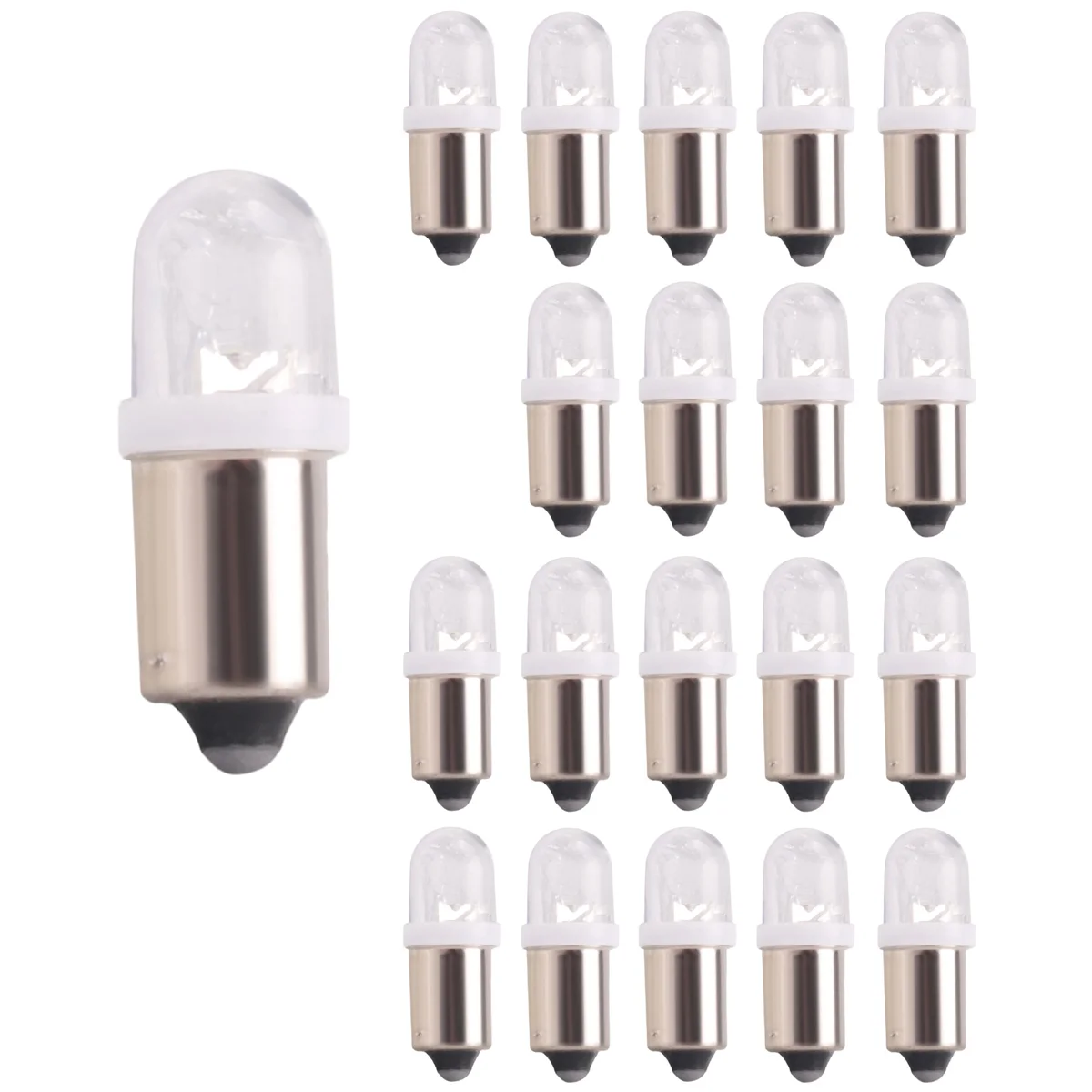 20Pcs BA9S 1895 H6W 53 57 Bayonet LED Light Bulbs for Car Map Lamp 12V White