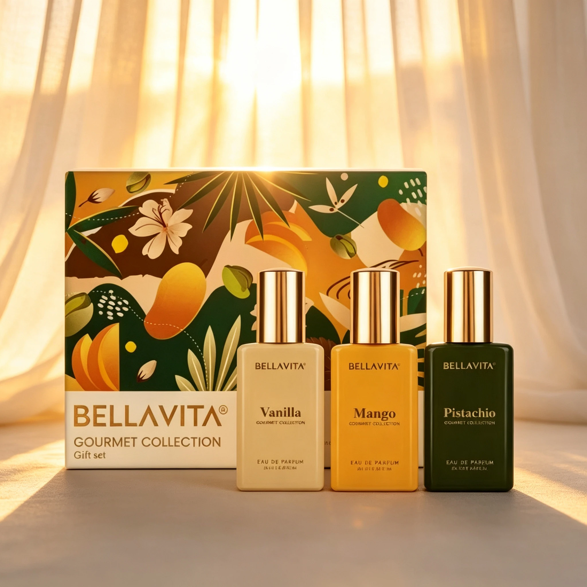 BELL AVITA Gourmet perfume Gift Box 3 Pieces Vanilla Mango Pistachio Lasting Fragrance for Men and Women