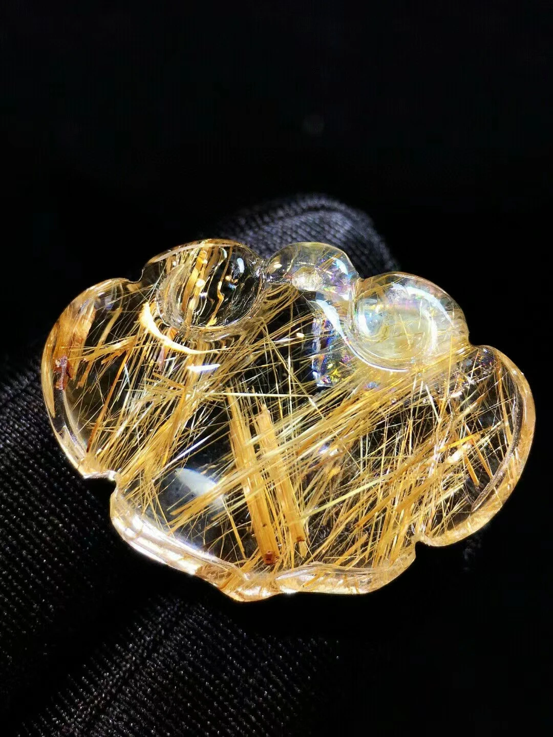 Natural Gold Rutilated Quartz Pendant Necklace Jewelry 31*22.7*9.8mm Safe Lock Rutilated Women Men AAAAAAA