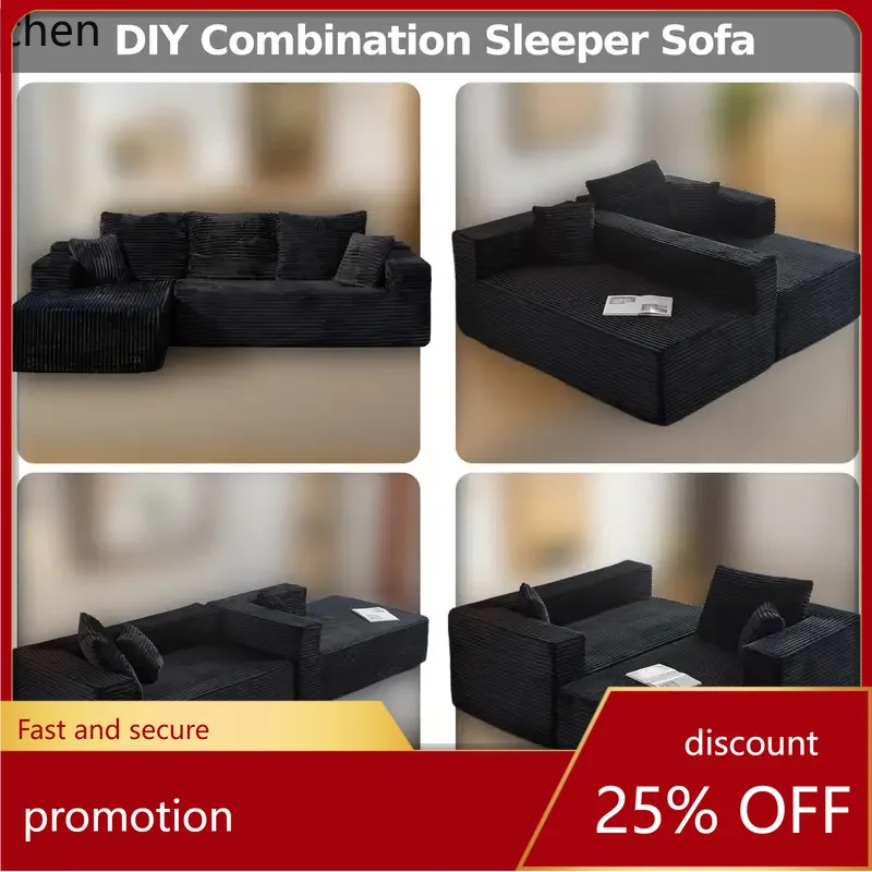 HXL Compression Sofa No Installation Needed Corduroy Sofa Set for Living Room