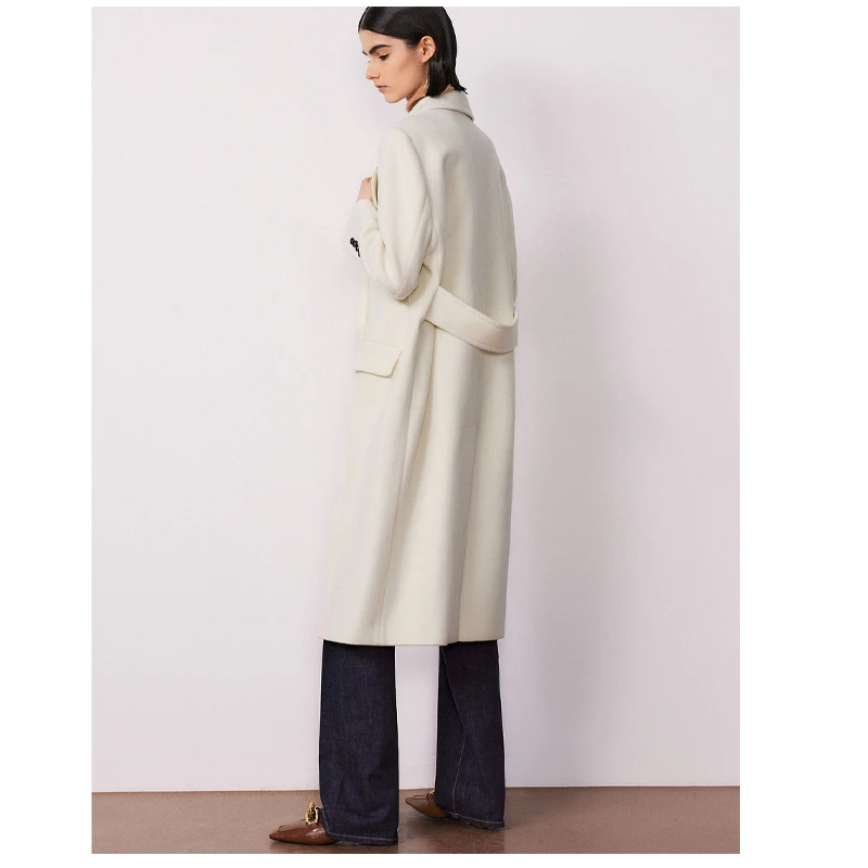 Double-sided Wool Women's Coat European and American Style Double-breasted White Coat Loose Size 3XL Temperament Women's Wear