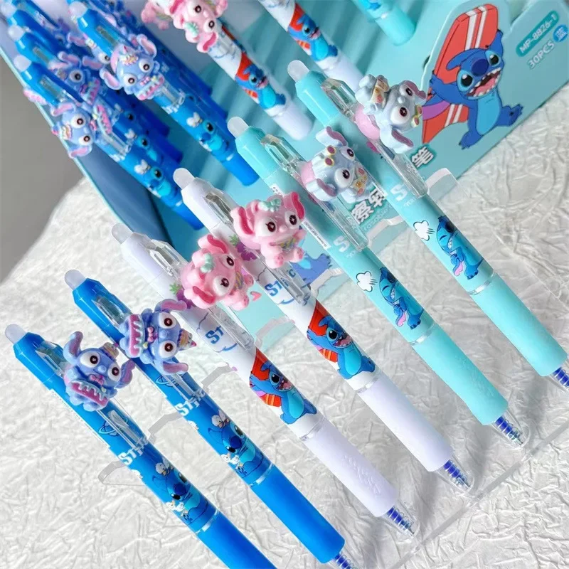 Imagem -02 - Disney-lilo & Stitch Cartoon Gel Pen Caneta Apagável Cute Press Pen Student Signature Pen Ferramentas de Escrita 0.5 mm 30 Pcs