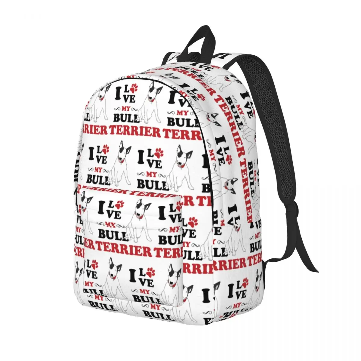 I Love My Bull Terrier Dog Student Backpack School Bag Hiking Travel Daypack for Men Women Fashion Bookbag Shoulder Bags