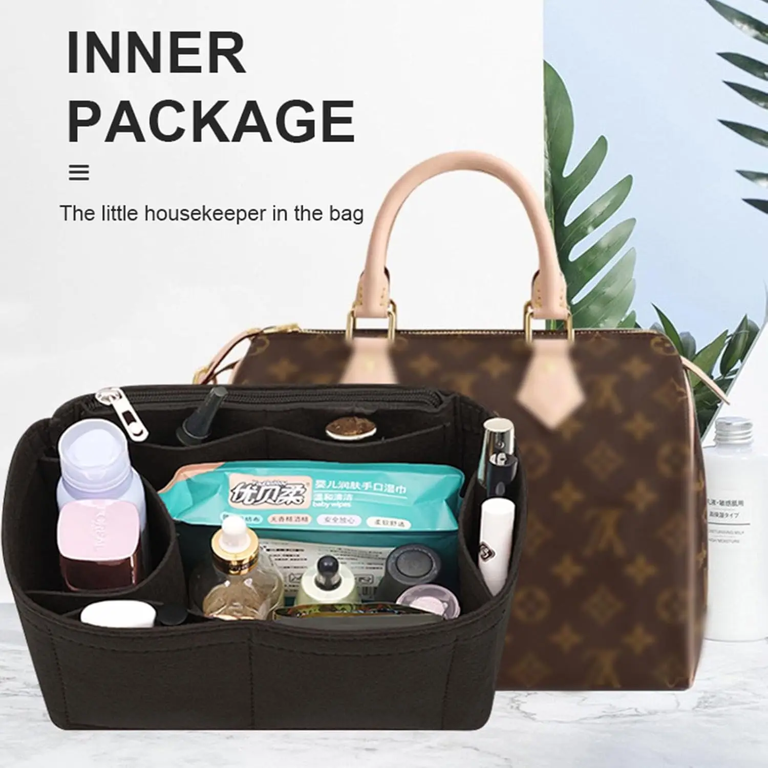 Thick Felt Purse Organizer Insert Anti Collapse Handbag Protective Base Shaper For Speedy Tote Handbags Luxury Monogram Pouches