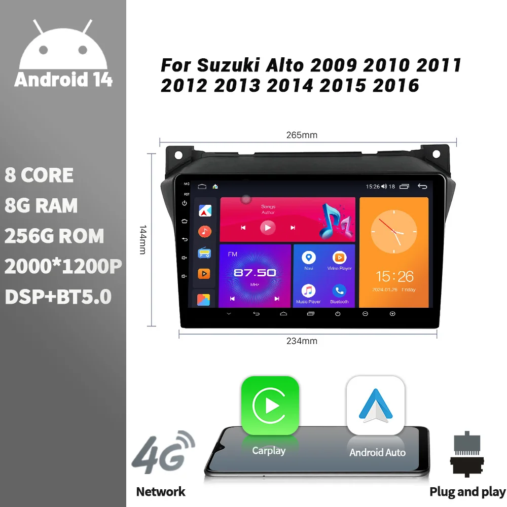 

Android For Suzuki Alto 2009 2010 2011 2012 2013 2014 2015 2016 Car Radio Multimedia Player Navigation