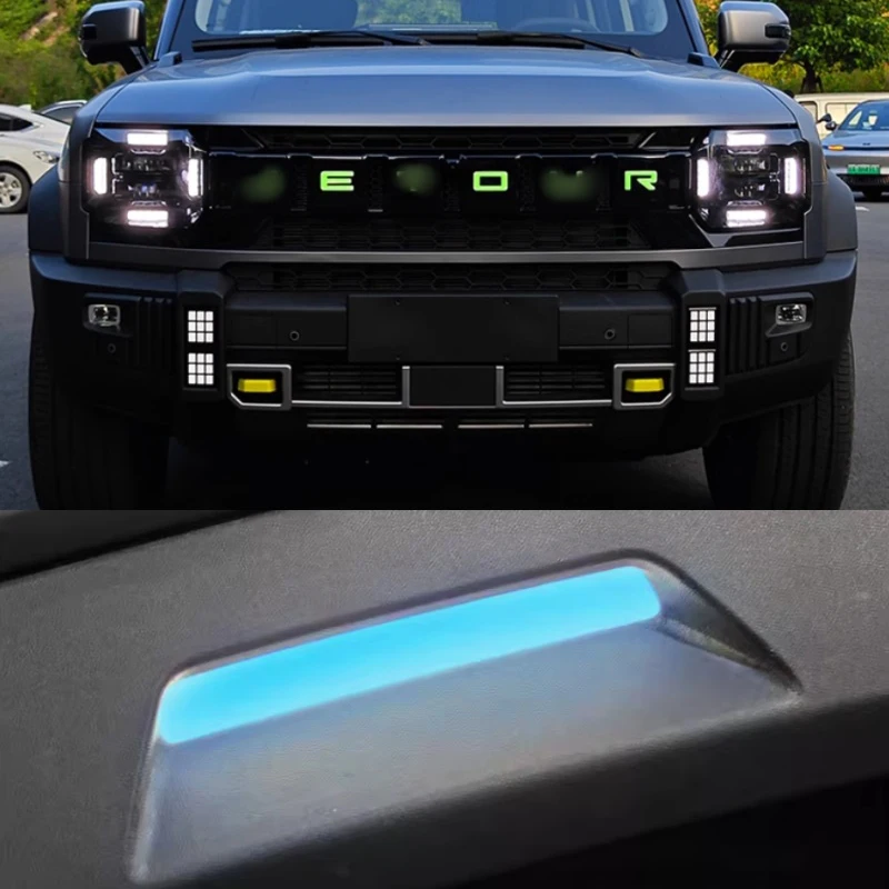 Car Grille Luminous Letter Label Decorative Film Fit for JETOUR Traveler T2 2023 Modified Wheel Brow Light Color Changing Film