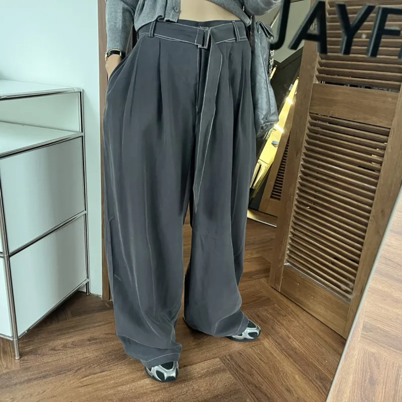 Slimming High Waist Wide Leg Pants Korean Style Long Trousers Female Customers Autumn Season Chinese Origin Straight Cut Jeans