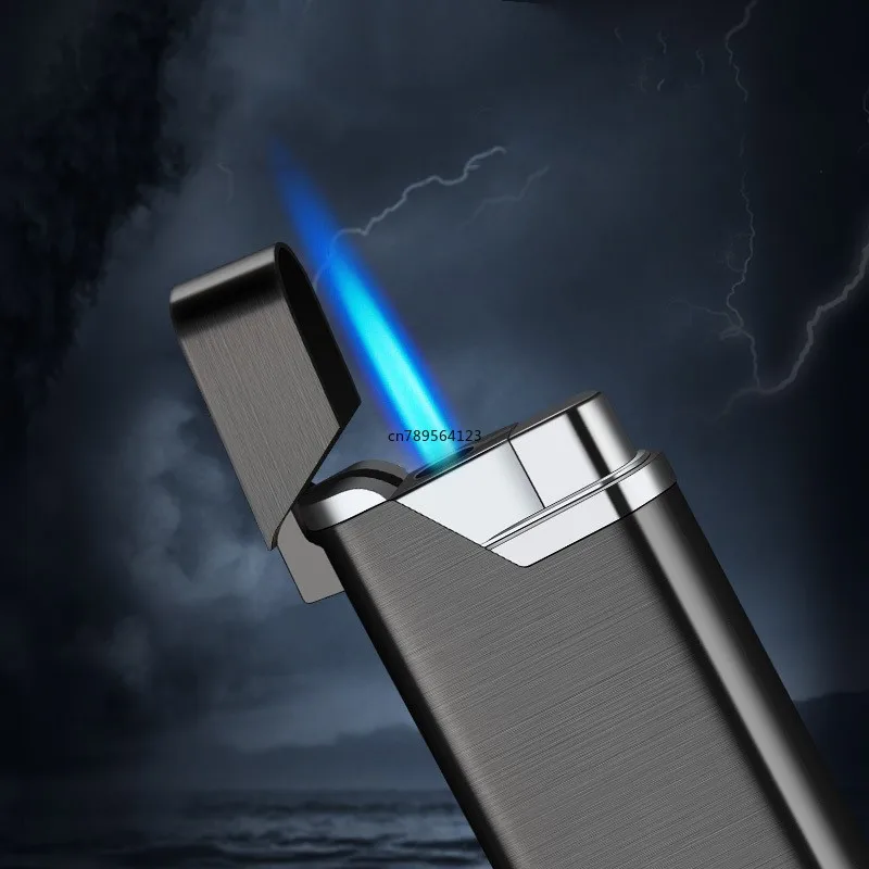 2023 New Metal Direct Charge Windproof Lighter Cool Blue Flame Inflatable Lighter Men\'s High end Gift Smoking Accessories Gadget