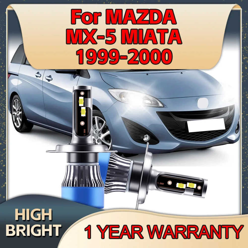 2Pcs High Power 160W H4 LED Car Headlight 6000K Light Bulbs with Cooling Fan For MAZDA MX5 MIATA 1999 2000