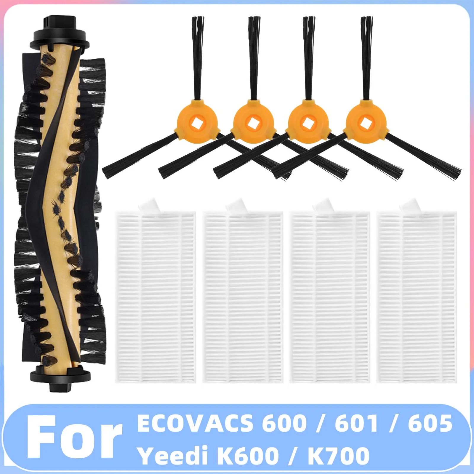 Compatible for Ecovacs Deeboot 605 / 601 / 600 Yeedi K600 / K700 Main Side Brush Hepa Filter Spare Part Attachment Accessory