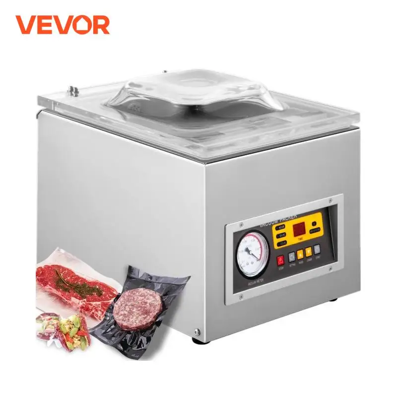 VEVOR DZ-260S - Macchina per sottovuoto, 120 W, 3 m³ all'ora, sigillante per pellicola, camera in acciaio inox