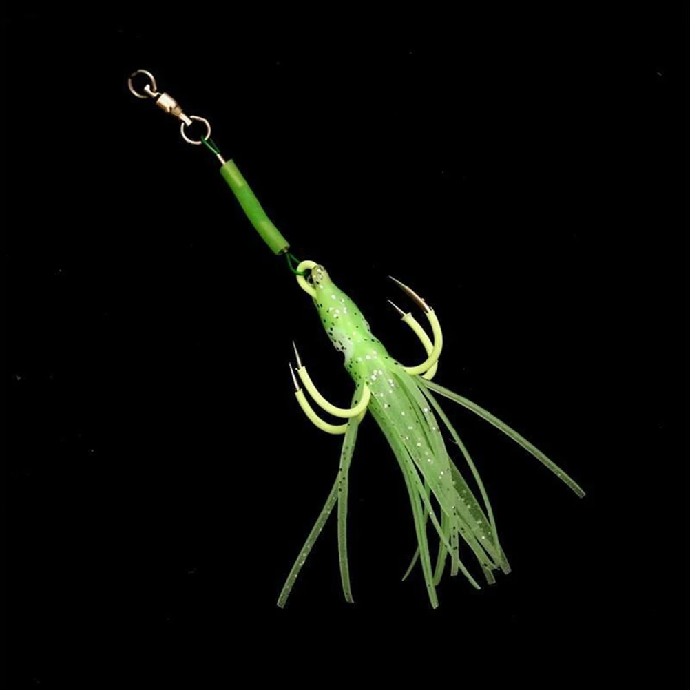 

5 PCS Simulated Octopus Luminous Fish Hook Fishing Bait Squid Gear Water Lures Shine Carbon Steel Soft for Freshwater