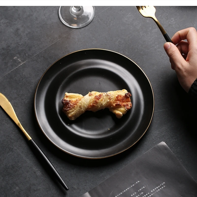 

Посуда Керамический Круг Плоский Вареник Стейк Бытовой Черный Ужин Круглый