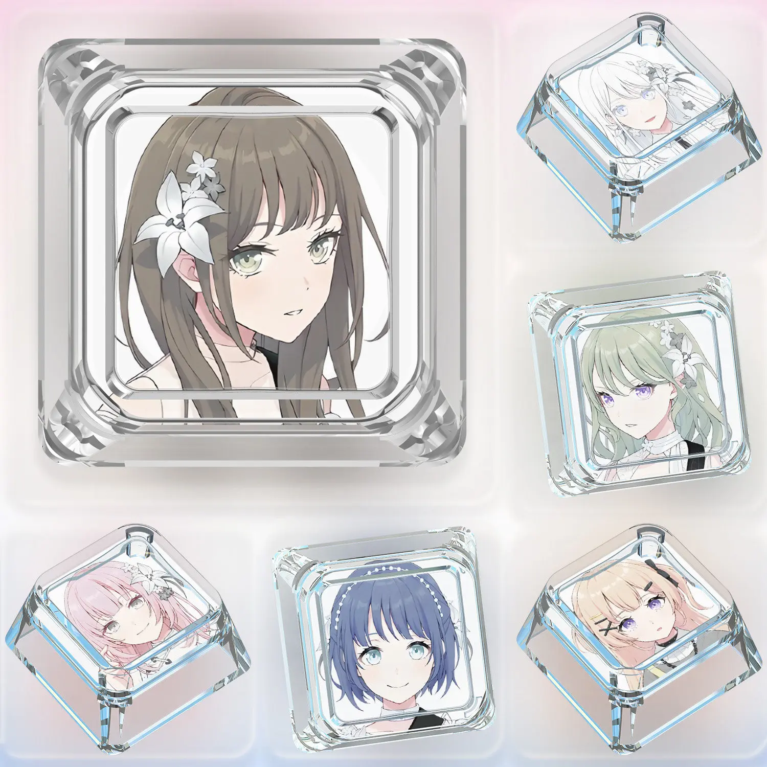 

Игровой набор DIY Goddess Story Bang Dream! Механические колпачки для клавиш, перекрестные механические клавиши для ПК, персонализированные колпачки для клавиш, подарочные игрушки