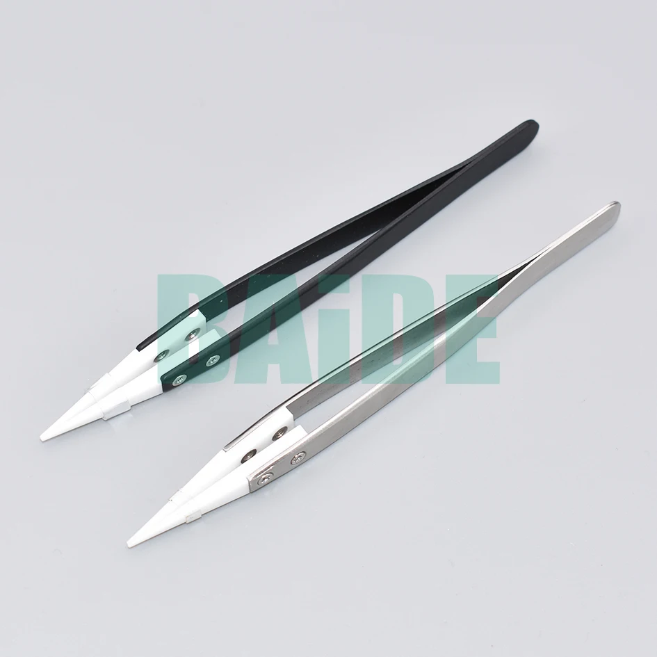 Heat Resistant Stainless Steel Ceramic Tweezers Pointed Tip Electronic Cigarette Resistance Wire DIY Tool For Coils 200pcs/lot