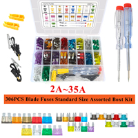 306PCS All-Size Car Fuse Kit Standard/Mini/Micro/ATC/ATO/ATM Blade Fuse 2A-35A Fuse Puller Circuit Tester for Auto Truck RV Boat