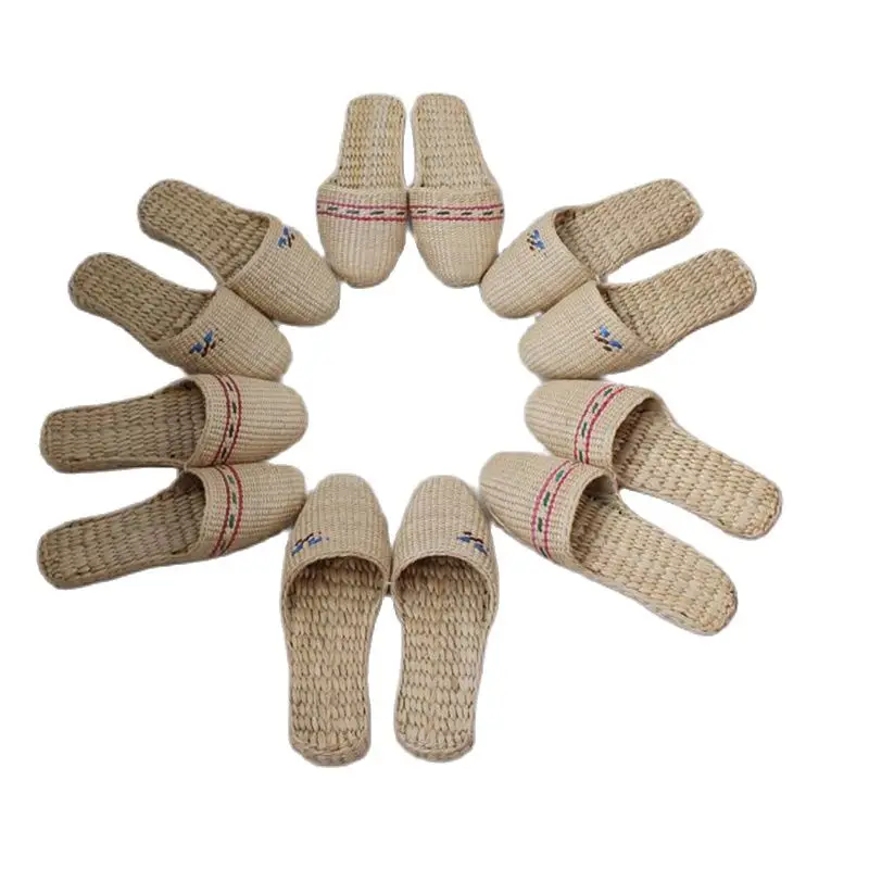 NEW Linen sandals COSPLAY hand-woven men's and women's summer retro home comfort non-slip couple beach slippers