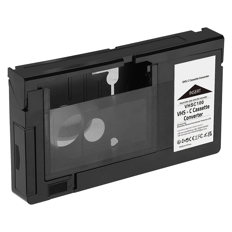 

VHS-C адаптер для кассеты для VHS-C SVHS, видеокамер JVC RCA Panasonic, моторизованный адаптер для телефона, не подходит для 8 мм/Minidv/Hi8, черный