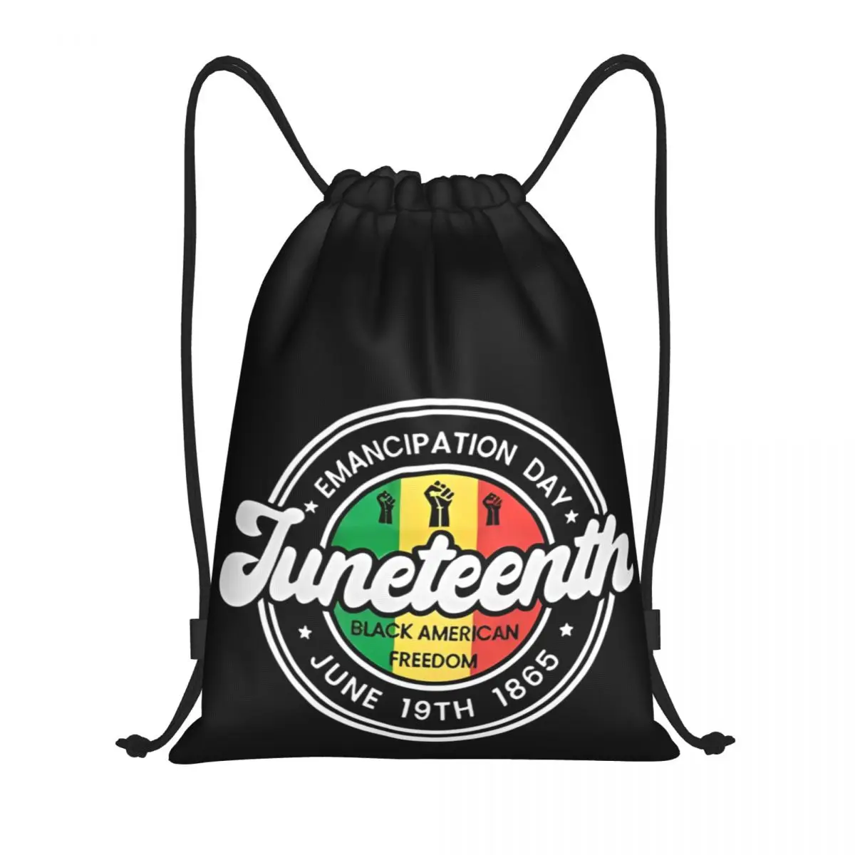 حقيبة ظهر برباط للتاريخ الأسود من Juneteenth حقيبة رياضية للصالة الرياضية الأمريكية الأفريقية 1865 حقيبة سلسلة يومية للتنزه سيرًا على الأقدام