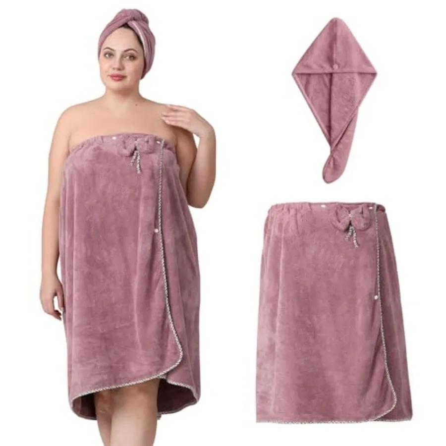

Plus Size Towel Wrap for Women, Adjustable Towel Wrap Women with Hair Towel XXL-XXXXL,Bath Towel Dress After Shower, Large Spa