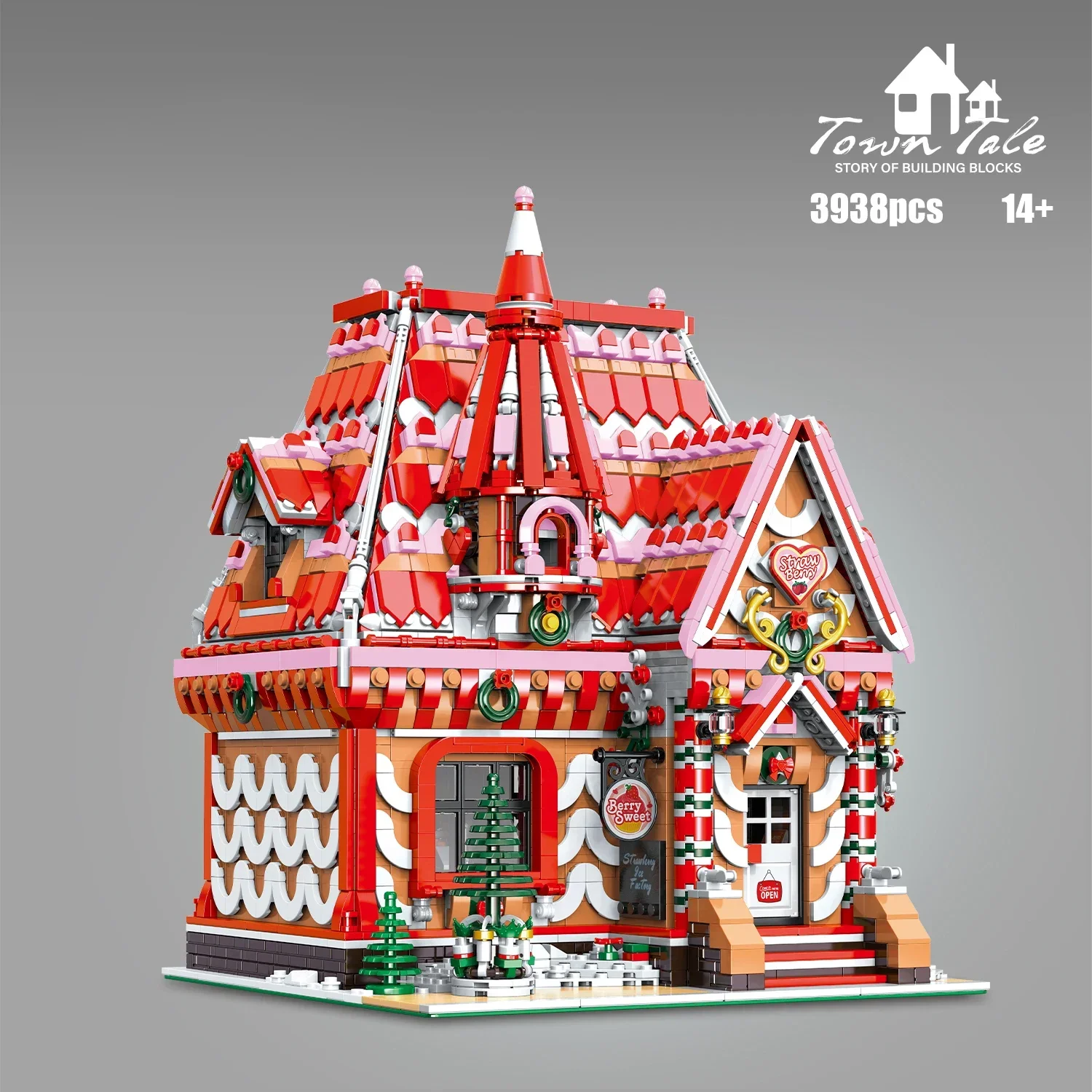 3938PCS Strawberry House Building Blocks City Street View Workshop Building Model Bricks Desktop Decoration Kids Toys Gifts