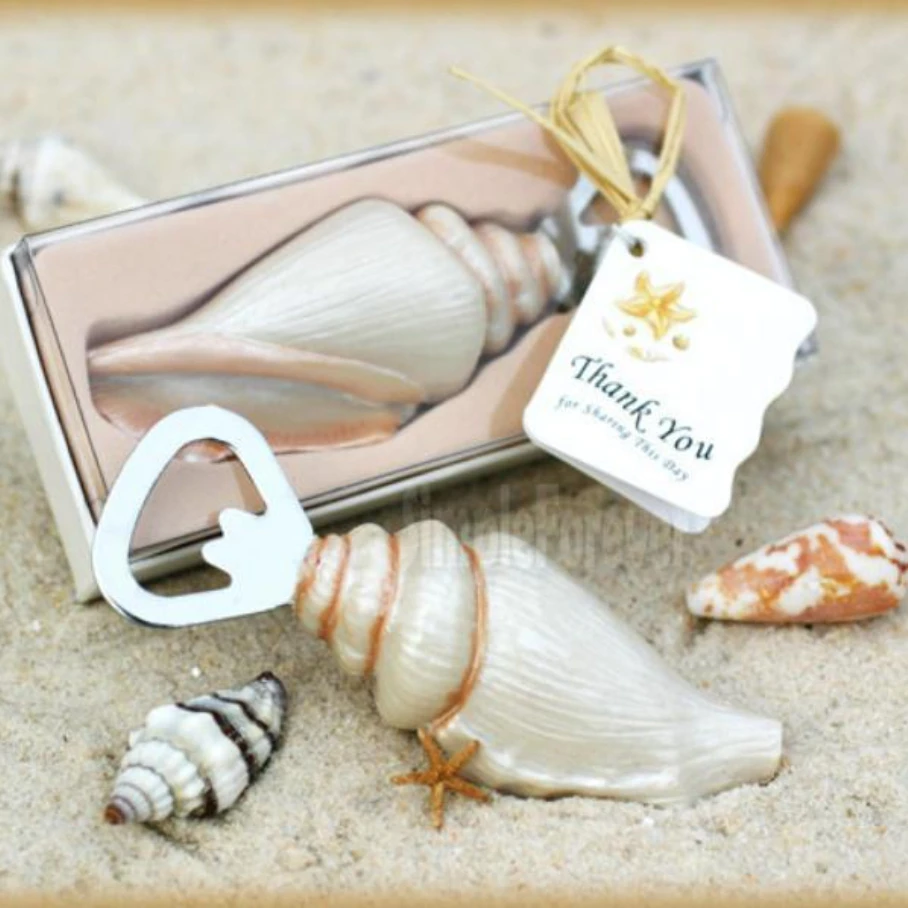 100pcs/lot Conch Bottle Openers Favors Gift for Guest Beach Series Wedding Sea Shell Bottle Opener Kithcen Accessories