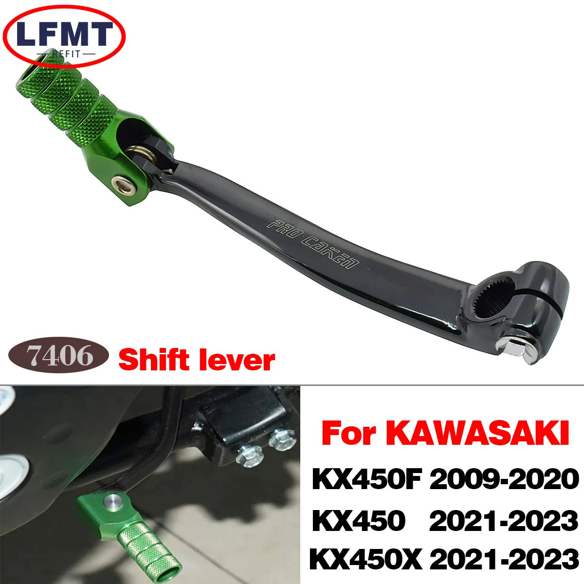 Motorcycle CNC Aluminum Forged Gear Lever Shift Lever For Kawasaki KX450 KX450F KX450X KX450 KX 450F 450X 250F KX250F 2009-2023