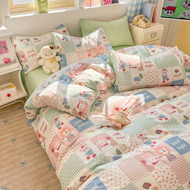 100% Cotton Quilt Cover with Pillowcases 이불커버 Single/Queen/King Cartoon Style housse de couette 220x240 Duvet Cover Sets