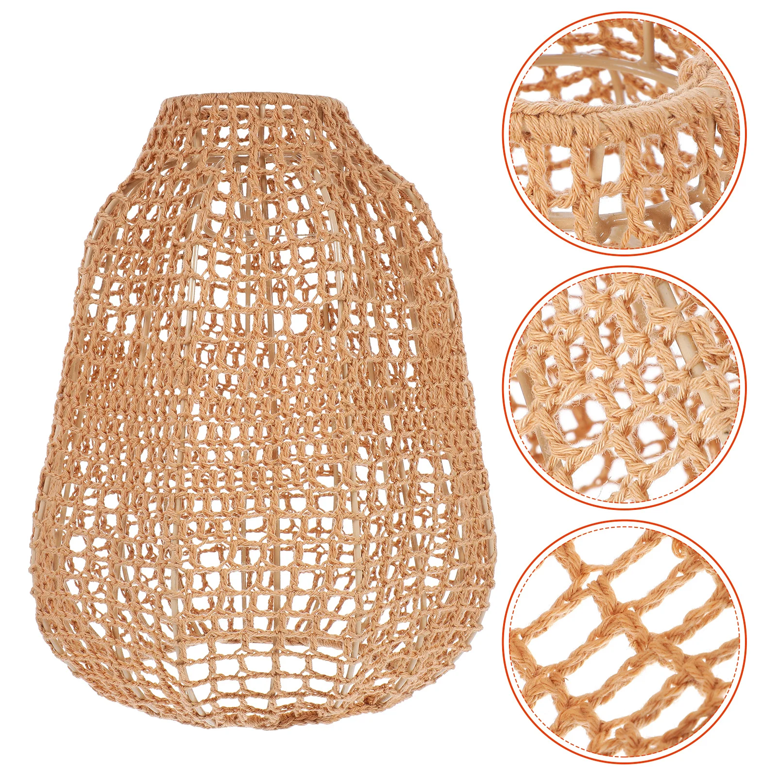 

Cotton Rope Woven Boho Lampshade Handmade Light Brown Pendant Lamp Shade Replacement Ceiling Fixture for Bedroom Living Room