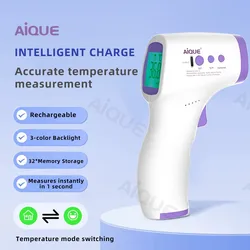 AiQUE Rechargeable Medical Forehead Thermometer Fever Infrared Temperature Termómetro LCD Contactless emperature Kid  Adult