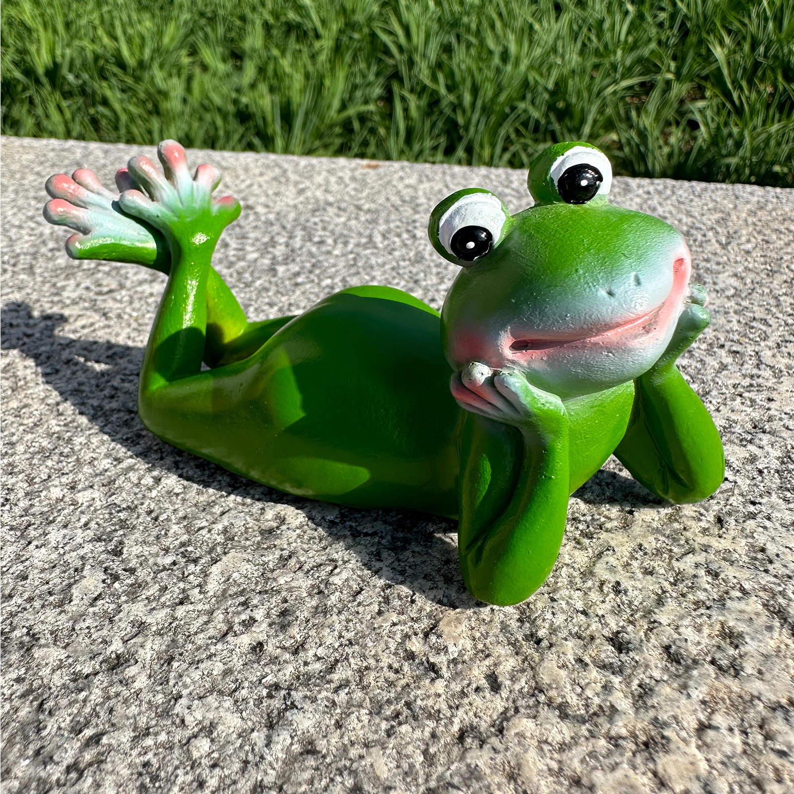 1pc cute cartoon holding the face of a small frog resin decorations gardening courtyard bonsai ornaments decorative crafts