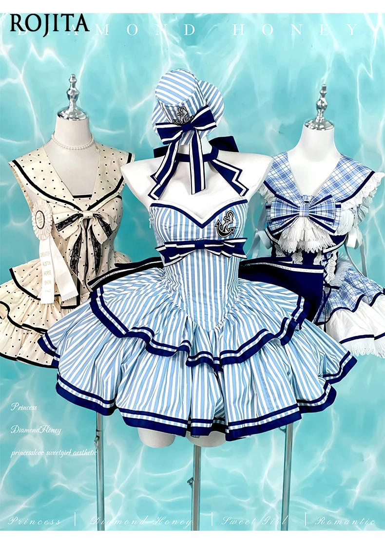 

Navy Style Striped Island Vacation Halter Dress for Women Vintage Blue High Waist Sexy Short Dress Playful Cute Summer Dress