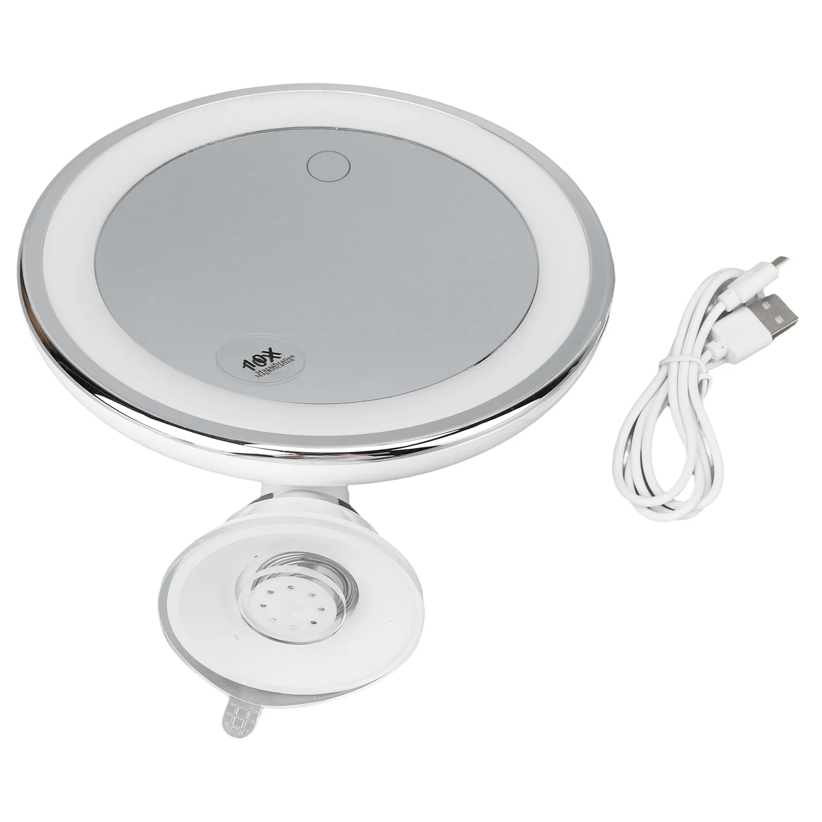 Suction Cup Makeup Mirror with 3 Light Colors Alloy 22 LED Lamp Beads 10x Magnify Rotating Mirror Easy Install Battery Powered