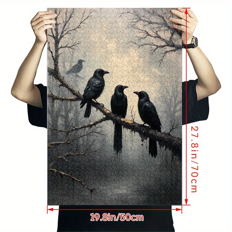 1000 قطعة من أحجية الصور المقطوعة لتجميع الغراب - ألغاز ورقية متقدمة ومقاومة للماء والخدش للبالغين، والمتعة العائلية، وحمالة الصدر