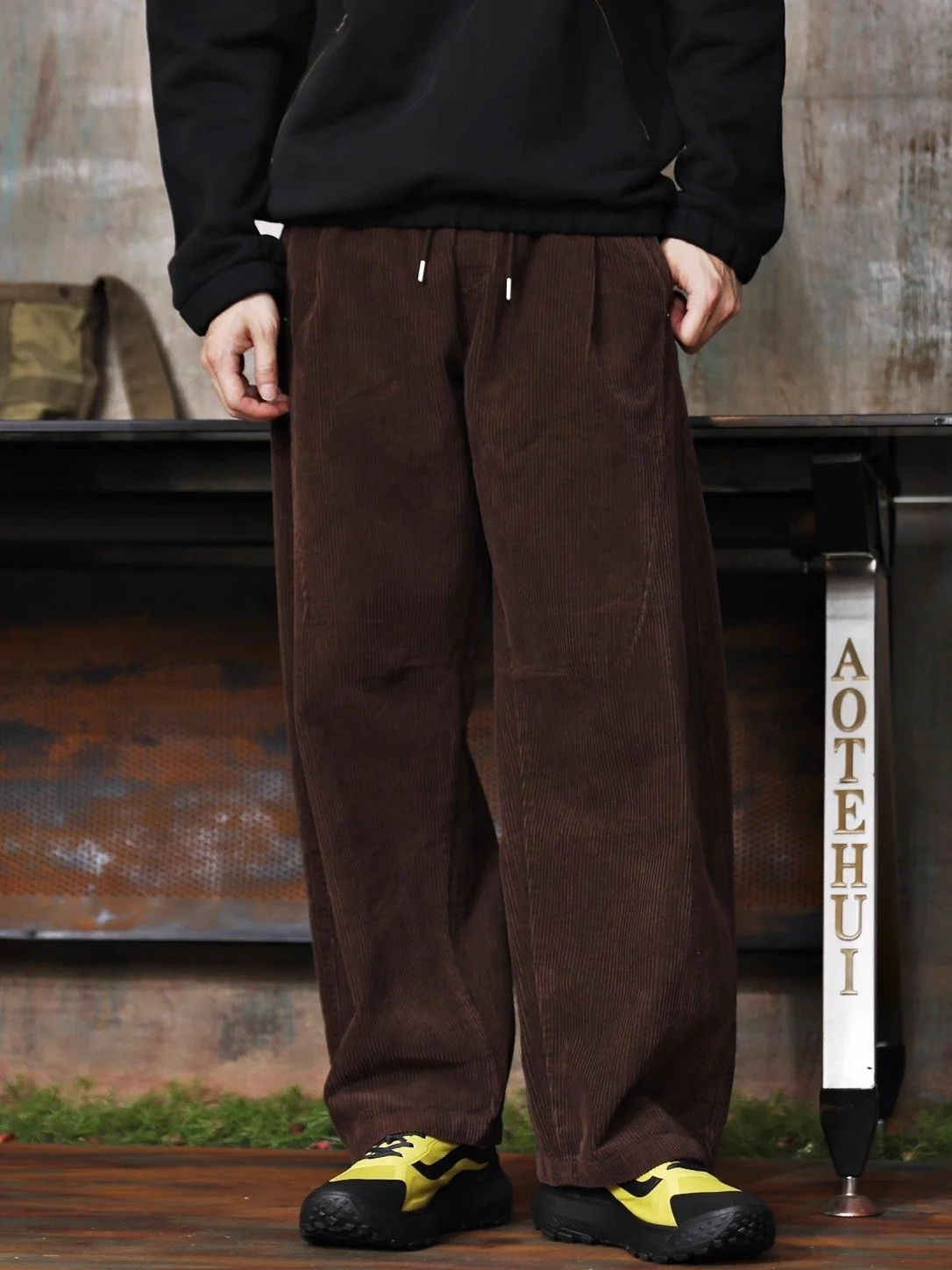 

Мужские зимние вельветовые брюки Extra Large 300 Pou с широкими штанинами, повседневные, свободного прямого кроя, удобные, молодежные