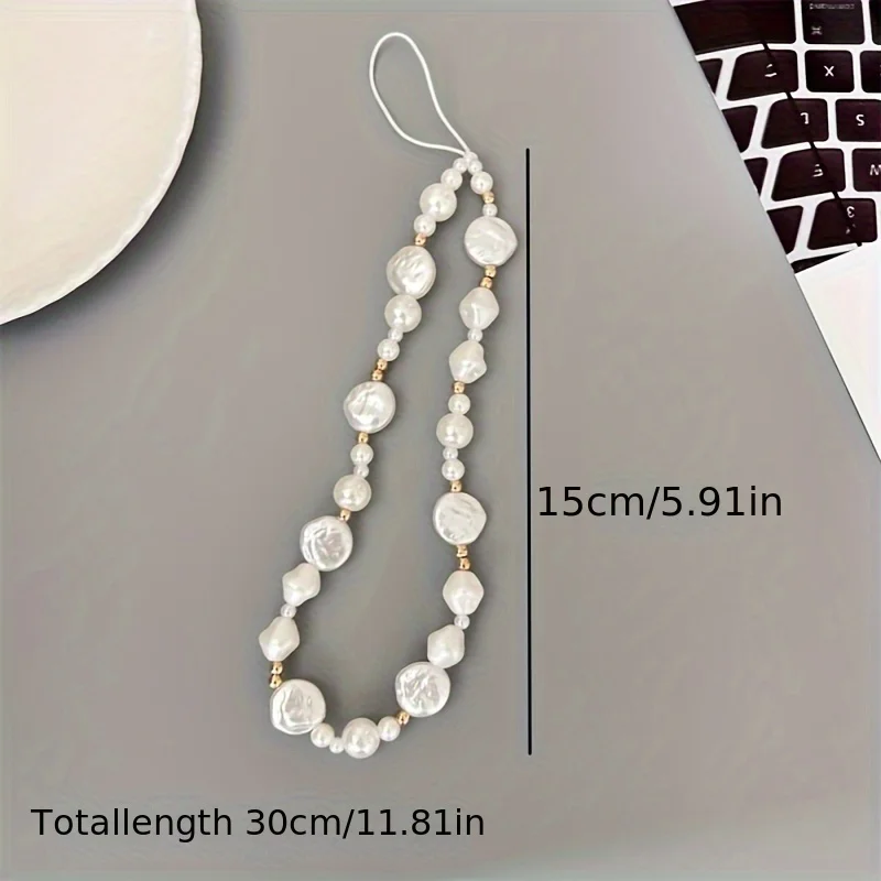 

New shaped pearl phone lanyard, wrist phone chain, car keychain, bag decoration, phone anti loss rope