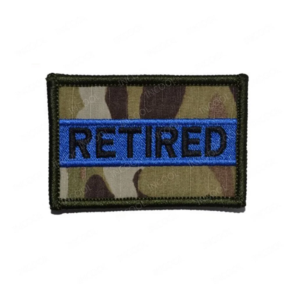 Retired Thin Blue Line Embroidery Patches Appliqued Sticker Chevron Strip Embroidered Patch For Clothing Backpack
