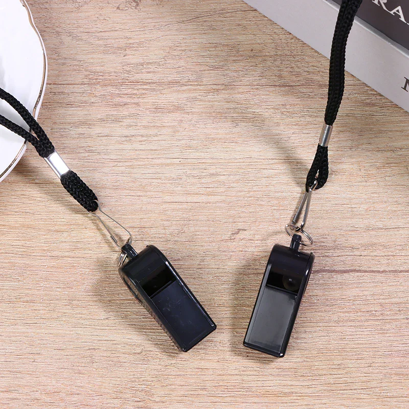 2/5/10 قطعة صافرة سوداء عالية الجودة للرياضة كرة القدم كرة السلة الحكم التدريب في الهواء الطلق صفارة إنقاذ مع الحبل #5