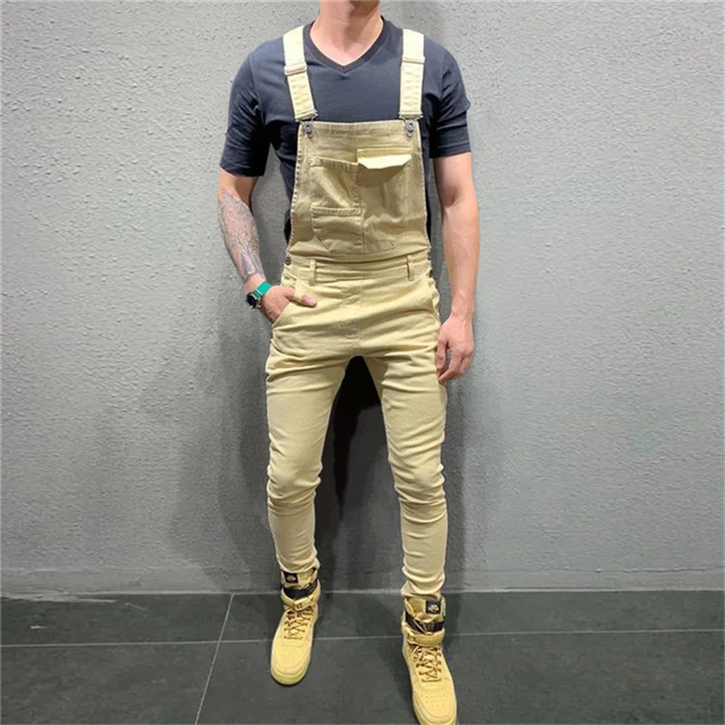 

2022 Newest Europe America Style Mens Denim Pants Dungarees Bib Overalls Jumpsuits Moto Biker Jeans Baggy Trousers Fashion