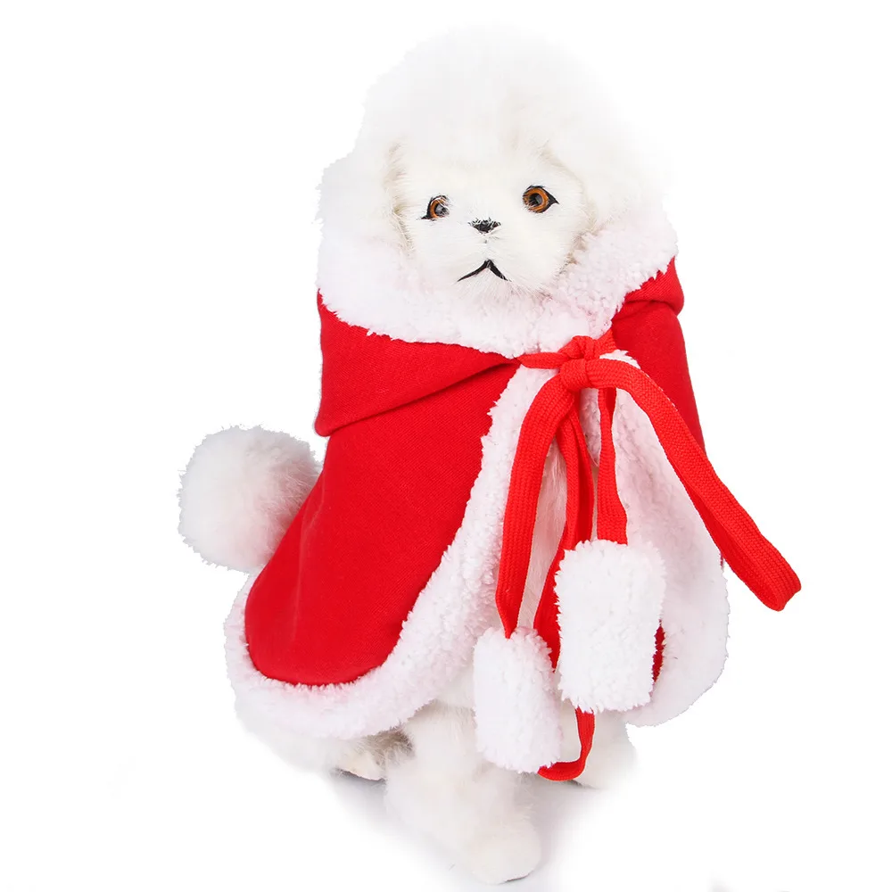 Cat Costume Santa Cosplay Funny Transformed Cat/Dog Pet Christmas Cape Dress Up Clothes Red Scarf Cloak Props Decor