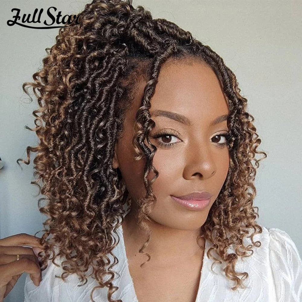 Full Star Short Ombre Goddess Locs Synthetic Crochet Hair river locs crochet hair Locks Crochet hair faux locs fulcrum 10inch