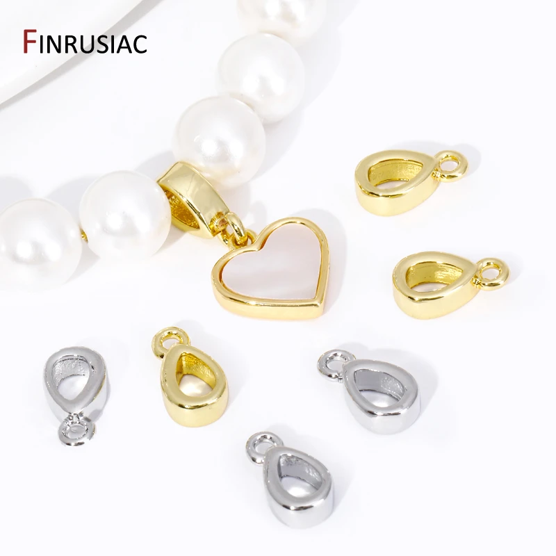 Wholesale 18K Gold Plated Brass Spacer Beads Oval Pendant Charms Connector Bail For DIY Jewelry Making Accessories