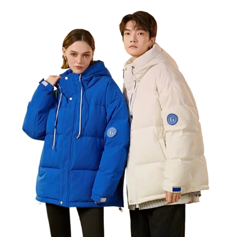 Winter new couple down jacket trend fashion style high quality thick warm hooded solid color medium long down jacket size 3XL