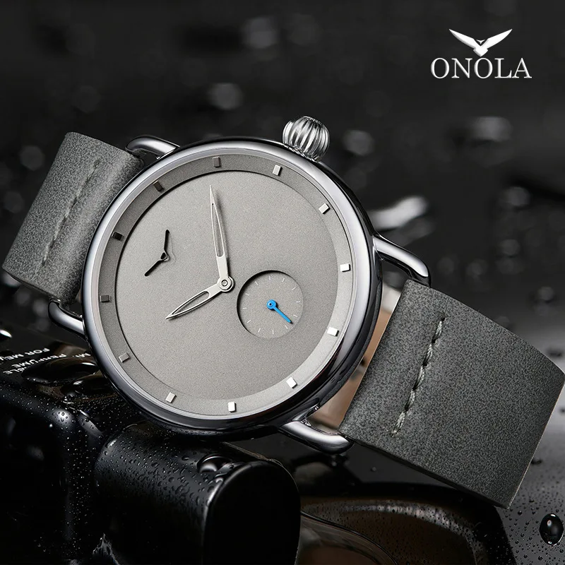 

ONOLA 3805, кварцевые наручные часы с минималистичным циферблатом, простые водонепроницаемые кожаные классические часы для мужчин, модные деловые часы