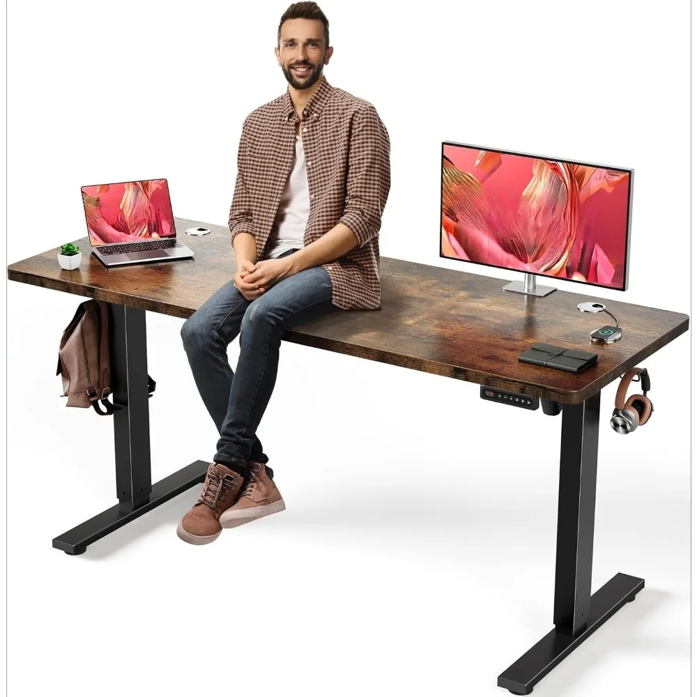 

Electric Standing Desk Adjustable - 63 x 24 Inch Sit Stand up Desk with Cable Management - 3 Memory Preset Adjustable