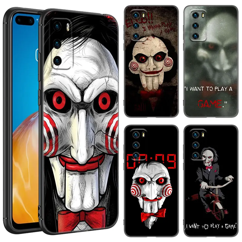 The SAW Horror Film Black Silicone Phone Case For Huawei P10 P20 P30 P40 Lite P50 P60 Art P50E P Smart Z 2018 2020 2021 Pro 2019