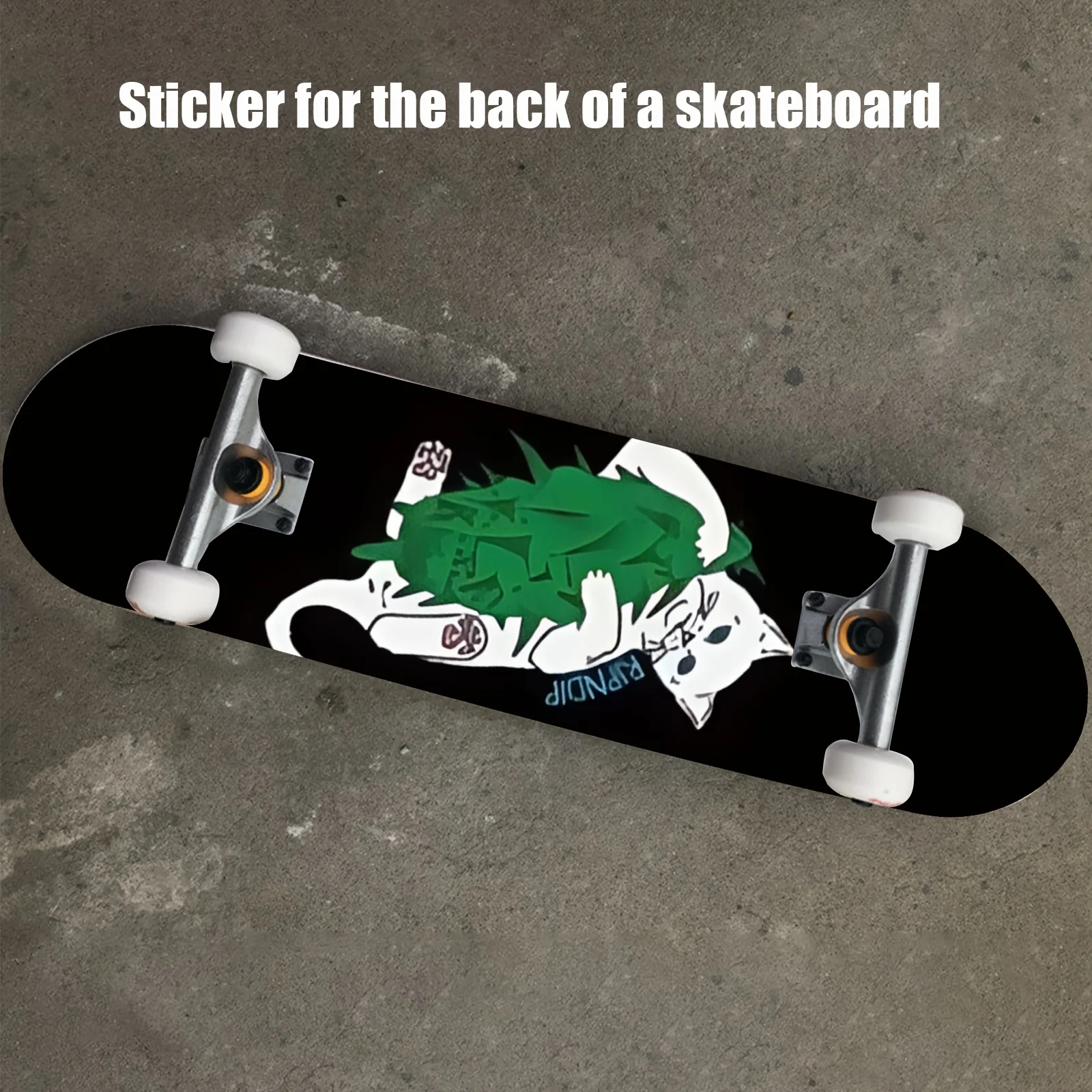 

1 piece of street punk trend "White Cartoon Cat" cartoon printed skateboard back sticker - self-adhesive PVC sticker, suitable
