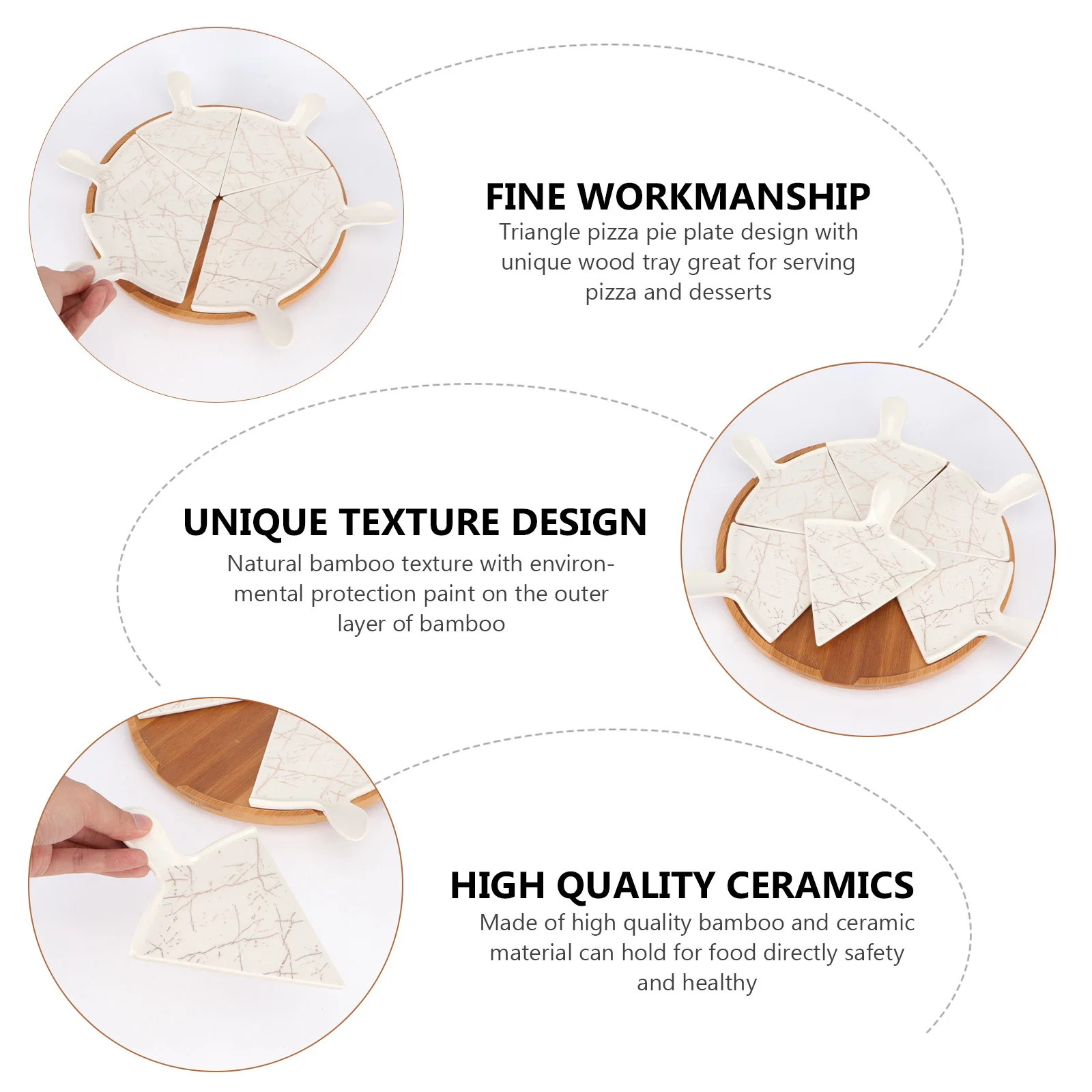 

Divided Dessert Dish Tray Triangle Pizza Plate Separated Afternoon Tea Cake Ceramic
