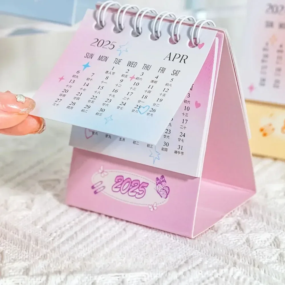 2025 Butterfly Mini Desk Calendar Creative Office Decoration Desktop Calendar Daily Memo Calendar Learning Planner 2024